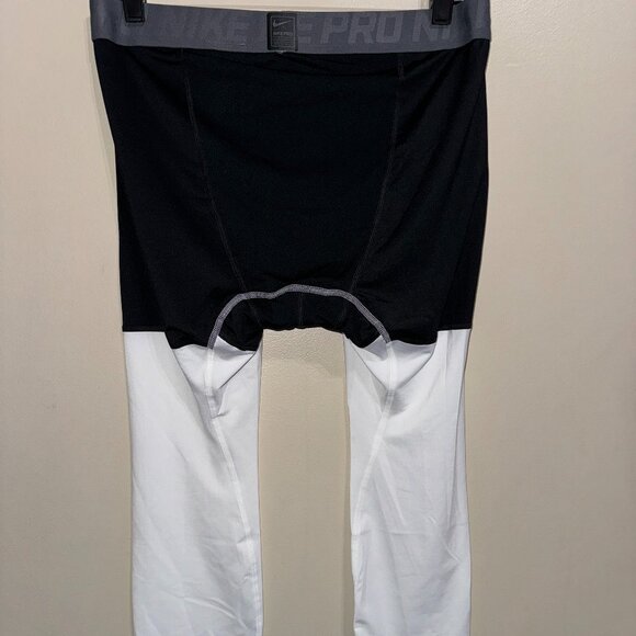 Nike Pro NBA Team Issue Compression 3/4 Tights Black White Men AT9764-011 - Picture 7 of 11